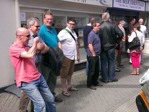 People queueing outside The Beer Essentials